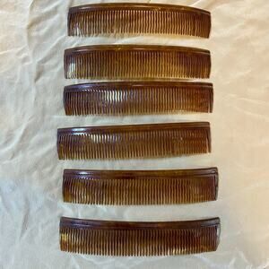 Vintage 6 Curved Combs Tortoise Color Updo’s Beehive Rolled Hairstyle 1950 Clean
